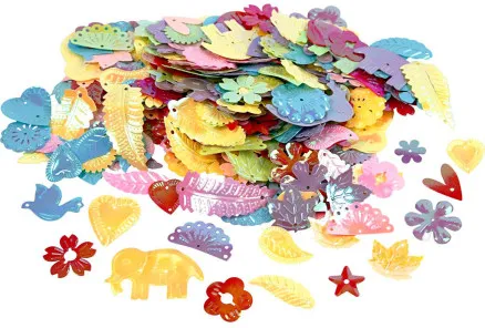 Pailletter, perlemorsfarver, str. 15-45 mm, 400 g/ 1 pk.